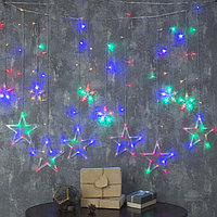 Гирлянда «Бахрома» 2.4 × 0.9 м с насадками «Звёзды», IP20, прозрачная нить, 138 LED, свечение мульти, 8