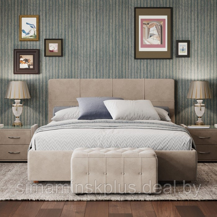 Кровать «Пантеон» без ПМ, 120×190 см, встроенное основание, велюр, цвет велутто 16 - фото 1 - id-p216928705