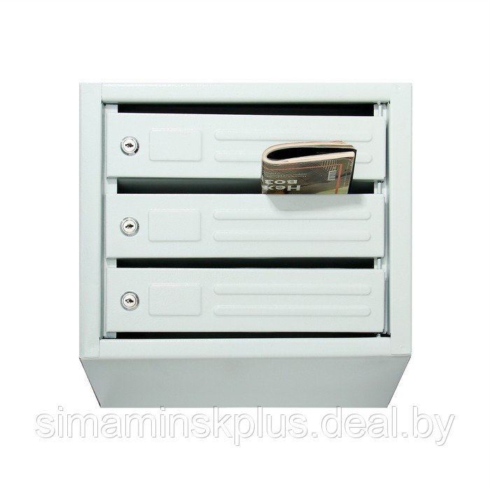 Ящик почтовый многосекционный, 3 секций, с задней стенкой, серый