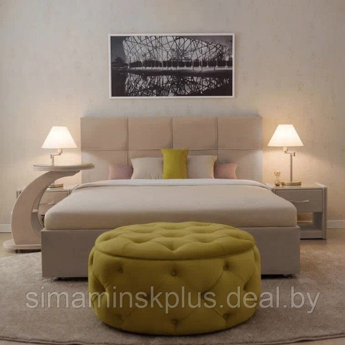 Кровать «Пантеон» без ПМ, 130×190 см, встроенное основание, велюр, цвет california 102 - фото 1 - id-p216928706