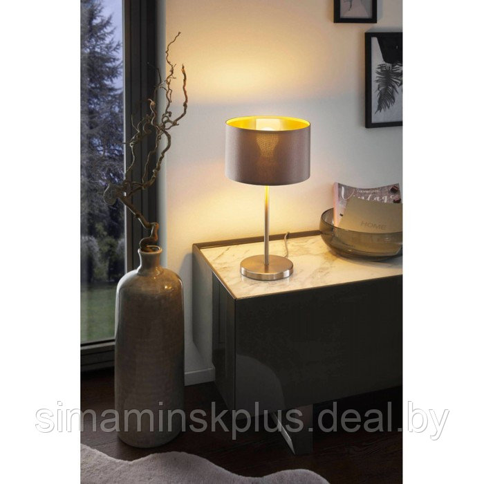 Настольная лампа MASERLO 1x60Вт E27 никель 23x23x42см - фото 2 - id-p189549048