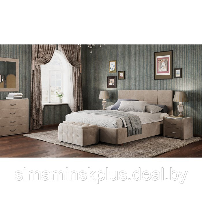 Кровать «Пантеон» без ПМ, 120×200 см, встроенное основание, велюр, цвет велутто 16 - фото 2 - id-p216928707