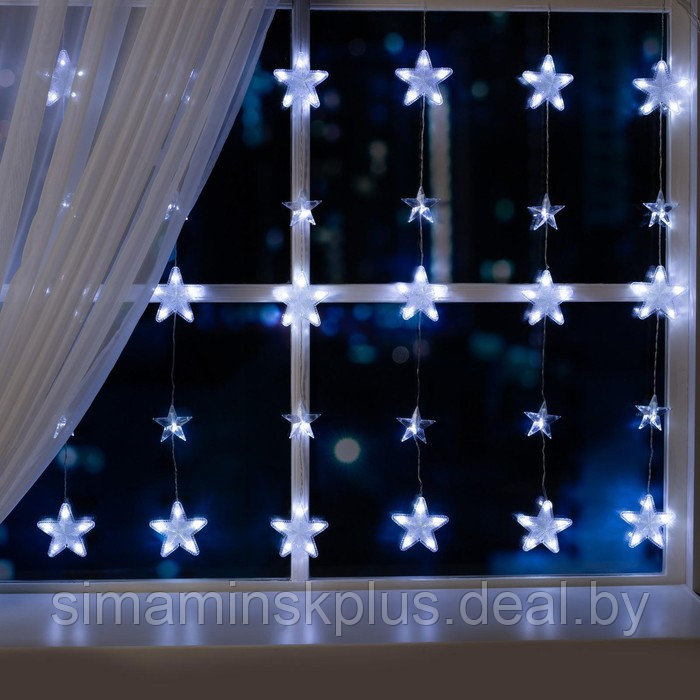 Гирлянда «Бахрома» 2.4 × 0.9 м с насадками «Звёздочки», IP20, прозрачная нить, 186 LED, свечение белое, 8 - фото 1 - id-p216929453