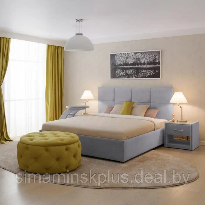 Кровать «Пантеон» без ПМ, 130×190 см, встроенное основание, велюр, цвет велутто 51 - фото 1 - id-p216928709