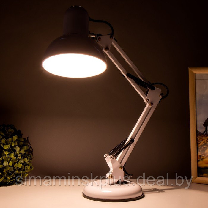 Лампа настольная Е27, на шарнирной подставке (220В) белая (811) - фото 3 - id-p183200932