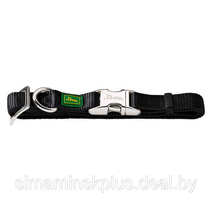 Ошейник нейлоновый для собак Hunter ALU-Strong L, 45-65 см, с металлической застежкой, черный 1562 - фото 1 - id-p216927249