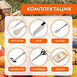 Набор для пикника: доска, 2 лопатки, ножницы, половник, вилка, нож, фото 2