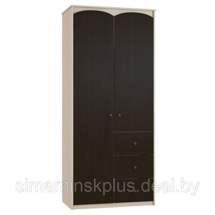 Шкаф «Ева» 2-х дверный с ящиками, 940 × 524 × 2168 мм, цвет дуб сонома / дуб венге - фото 1 - id-p180388319