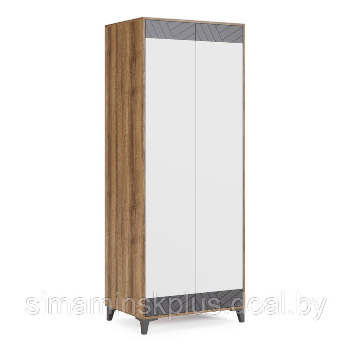 Шкаф двухдверный «Гринвич №8», 810×590×2100 мм, цвет авелано / белый / тёмно-серый - фото 1 - id-p213428743