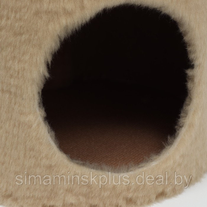 Домик для кошек с когтеточкой круглый, джут, 35 х 35 х 64 см, бежевый - фото 5 - id-p199620920