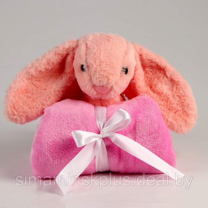 Мягкая игрушка с пледом «Зайка», цвет розовый - фото 5 - id-p214517596