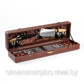 Набор с шампурами подарочный "Элит-М" в коробке из эко-кожи №11