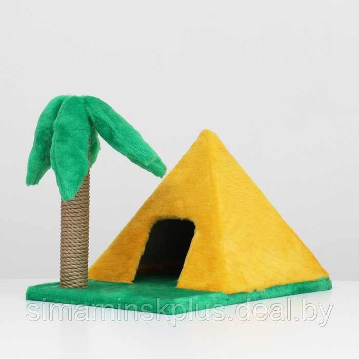 Домик для кошек "Пирамидка", с когтеточкой "Пальма", 38 х 40 х 61 см - фото 1 - id-p199620924