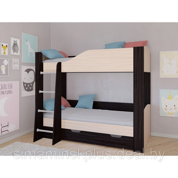Детская двухъярусная кровать «Астра 2», цвет венге / дуб молочный - фото 1 - id-p216928453