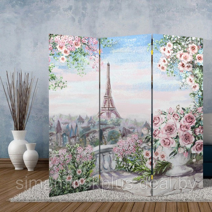 Ширма "Картина маслом. Розы и Париж", 150 х 160 см - фото 1 - id-p177056289