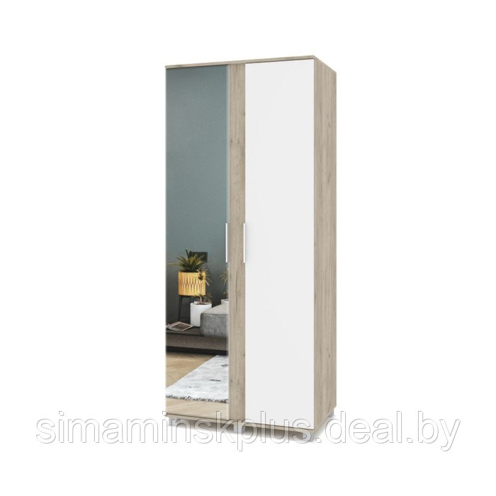 Шкаф 2-х створчатый с зеркалом Пандора П22 900х520х2100 Серый дуб/белый - фото 1 - id-p199918323