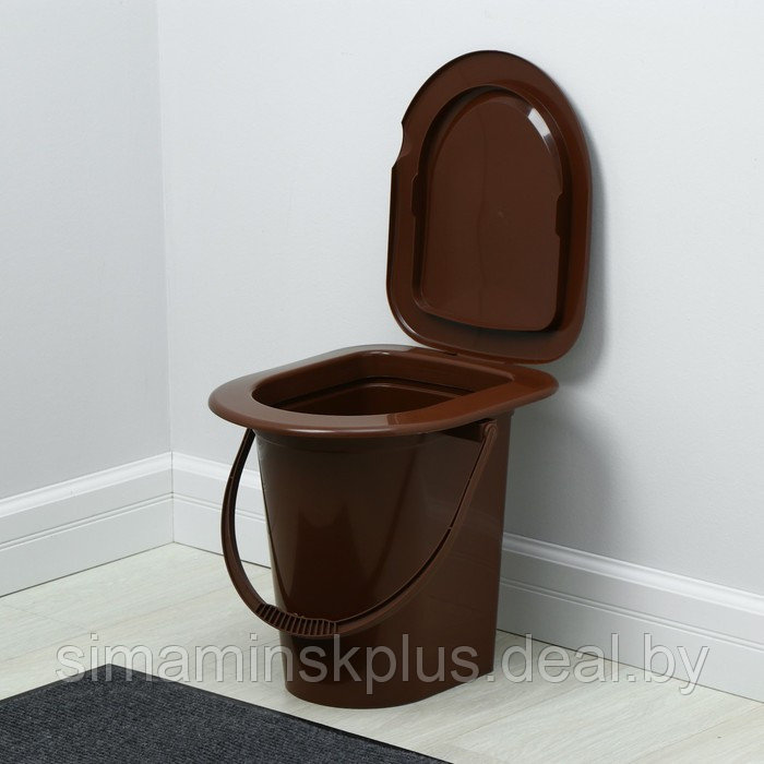 Ведро-туалет, h = 39 см, 17 л, съёмный стульчак, коричневое - фото 1 - id-p174621548