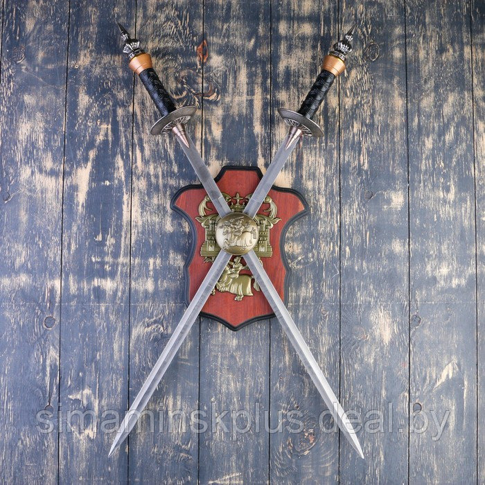 Сувенирное оружие на планшете «Рыцарский турнир», два меча на щите, 71см - фото 1 - id-p176817289