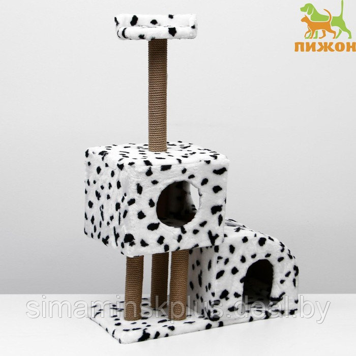 Домик для кошек с когтеточкой "Двухуровневый", 72 х 37 х 110 см, джут, далматинец - фото 1 - id-p199620932