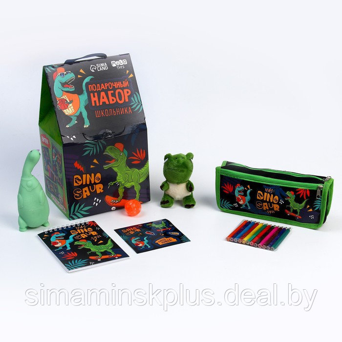 Подарочный набор школьника с мягкой игрушкой «Динозавр», 7 предметов - фото 7 - id-p202031768