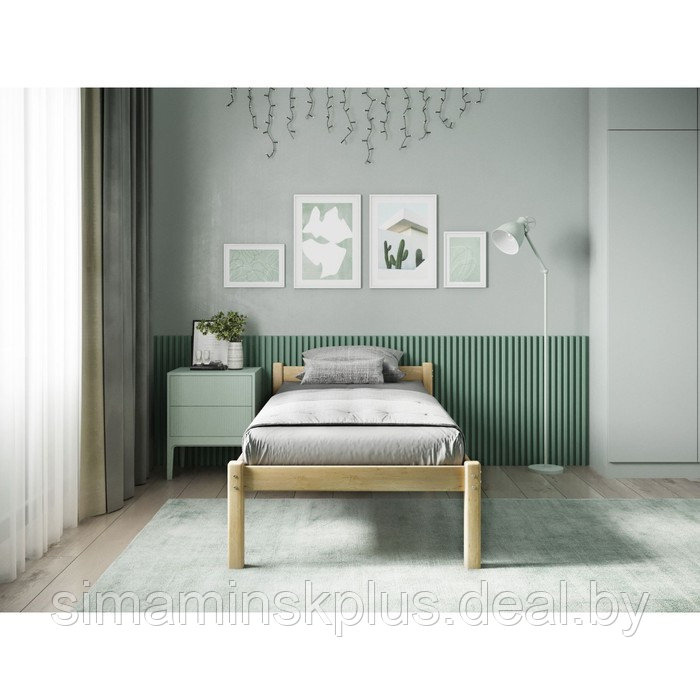 Односпальная кровать «Т1», 700×1900, массив сосны, без покрытия - фото 4 - id-p177038740