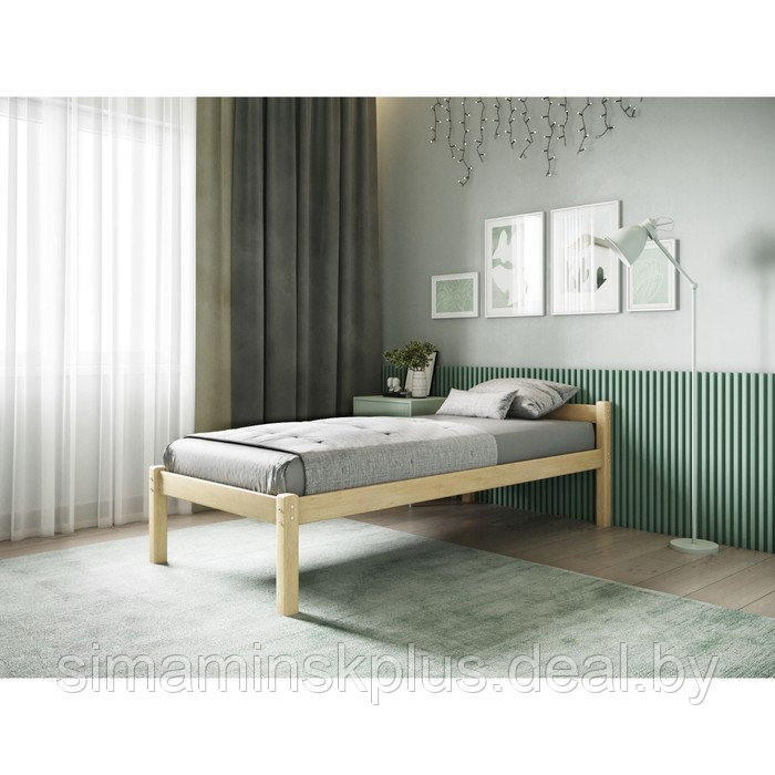 Односпальная кровать «Т1», 800×1900, массив сосны, без покрытия - фото 1 - id-p177038741