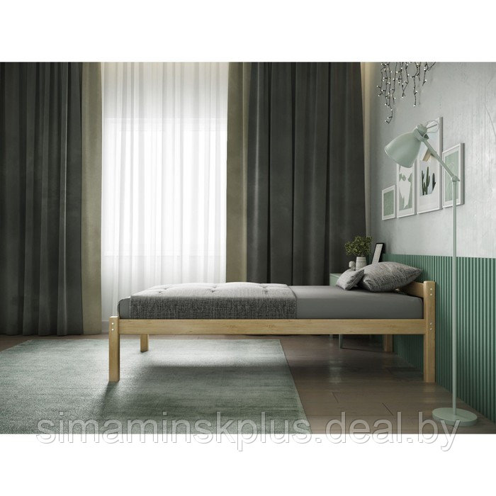 Односпальная кровать «Т1», 900×2000, массив сосны, без покрытия - фото 2 - id-p177045533