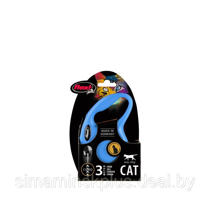 Поводок-рулетка Flexi New Classic CAT XS (до 8 кг) 3 м трос, голубая - фото 2 - id-p216927281
