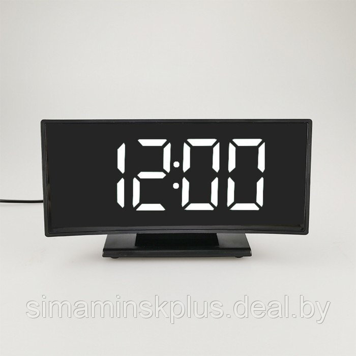 Часы настольные электронные: будильник, термометр, календарь, белые цифры, 17х9.5х4.2 см - фото 1 - id-p216926976