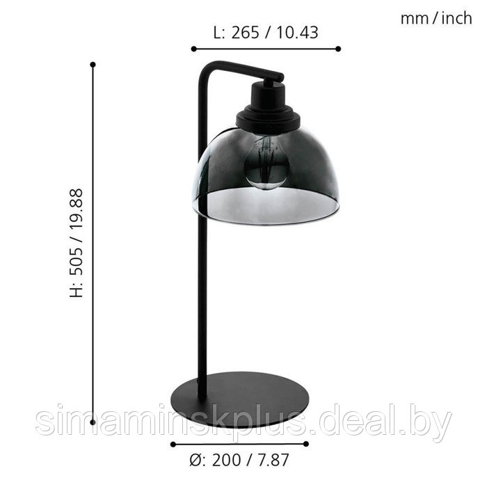 Настольная лампа BELESER, 1x60Вт E27, цвет чёрный - фото 3 - id-p192212537
