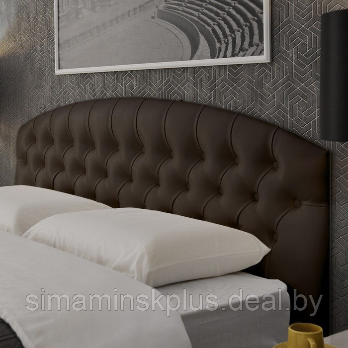 Кровать «Пальмира» без ПМ, 1600 ×2000 мм, встроенное основание, экокожа, цвет пралине - фото 3 - id-p177046283