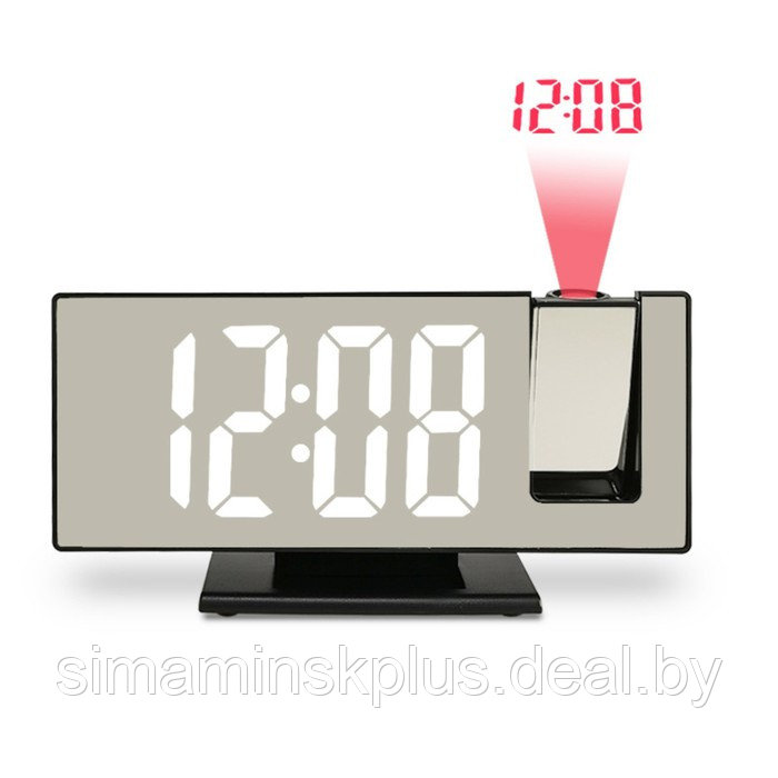 Часы настольные электронные с проекцией: будильник, термометр, календарь, USB, 18.5 x 7.5 см 91977 - фото 1 - id-p199620576
