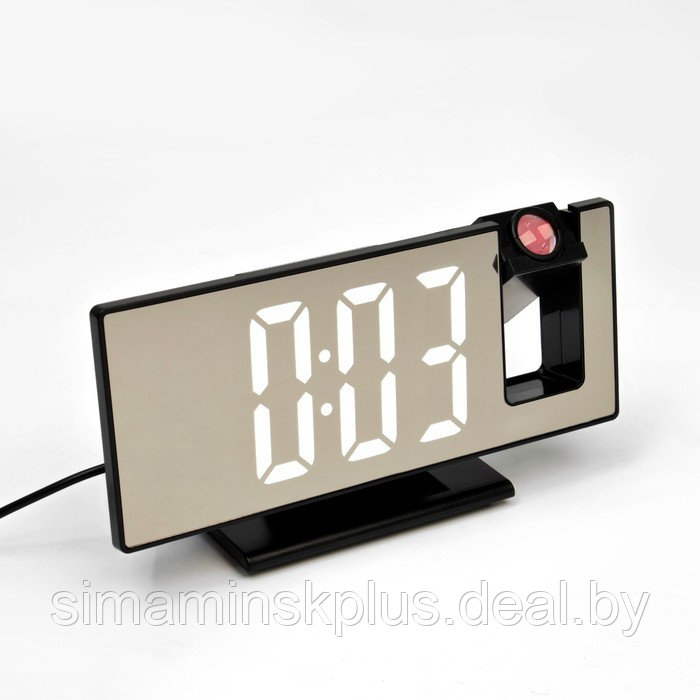 Часы настольные электронные с проекцией: будильник, термометр, календарь, USB, 18.5 x 7.5 см 91977 - фото 2 - id-p199620576
