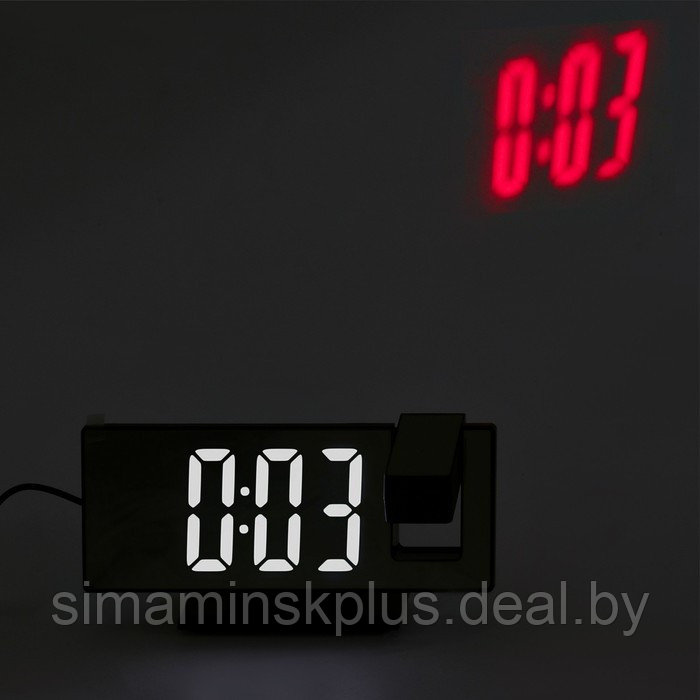 Часы настольные электронные с проекцией: будильник, термометр, календарь, USB, 18.5 x 7.5 см 91977 - фото 8 - id-p199620576