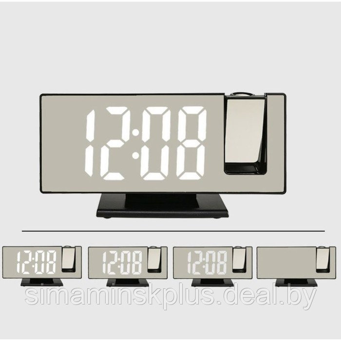 Часы настольные электронные с проекцией: будильник, термометр, календарь, USB, 18.5 x 7.5 см 91977 - фото 9 - id-p199620576