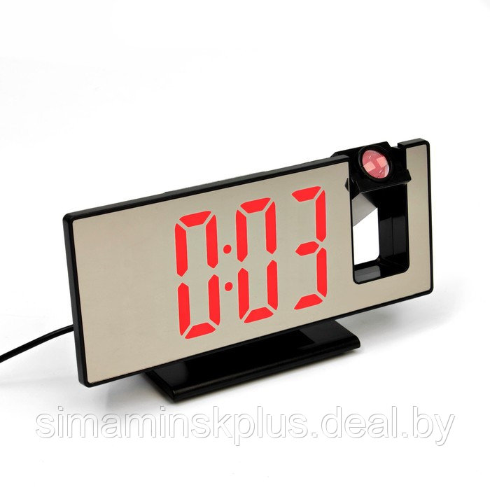 Часы настольные электронные с проекцией: будильник, термометр, календарь, USB, 18.5 x 7.5 см - фото 2 - id-p199620577