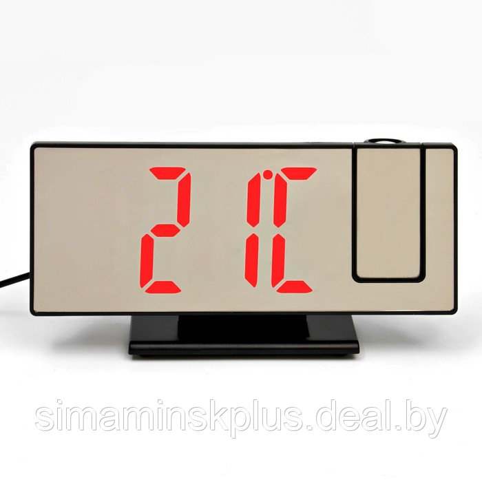 Часы настольные электронные с проекцией: будильник, термометр, календарь, USB, 18.5 x 7.5 см - фото 4 - id-p199620577