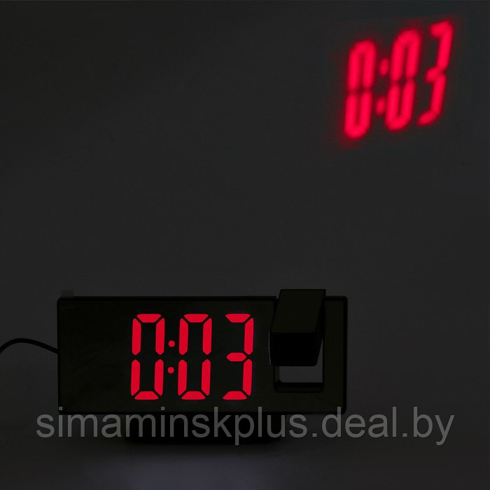 Часы настольные электронные с проекцией: будильник, термометр, календарь, USB, 18.5 x 7.5 см - фото 8 - id-p199620577