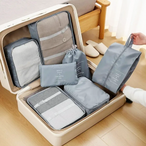 Дорожный набор органайзеров для чемодана Travel Colorful life 7 в 1 (7 органайзеров разных размеров) Серый - фото 1 - id-p216931113