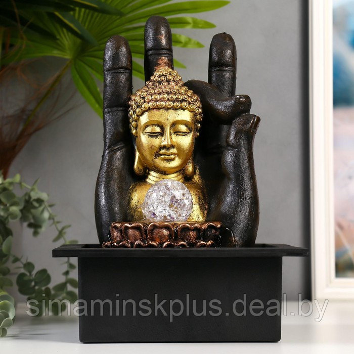 Фонтан настольный от сети, подсветка "Будда и рука" 35х20х25 см - фото 1 - id-p209779459