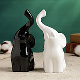 Фигура "Пара слонов" черный/белый, 7х12х16см, фото 4
