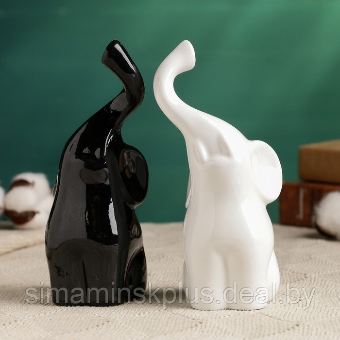 Фигура "Пара слонов" черный/белый, 7х12х16см - фото 4 - id-p174967811