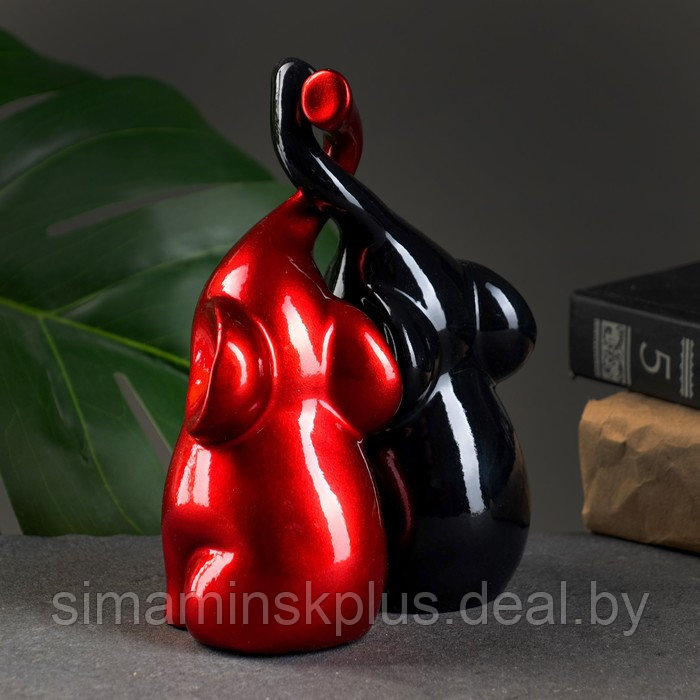 Фигура "Пара слонов" черный/бордовый, 7х12х16см - фото 3 - id-p174967810