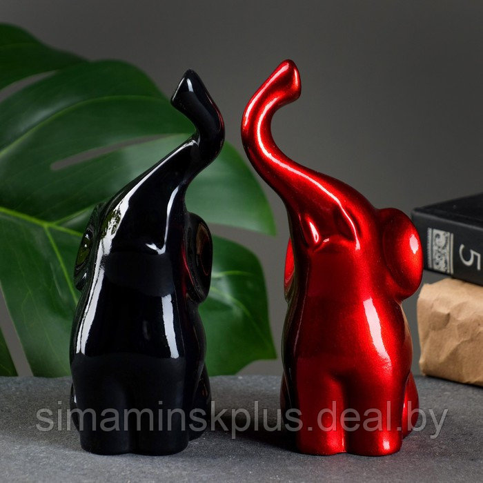Фигура "Пара слонов" черный/бордовый, 7х12х16см - фото 5 - id-p174967810