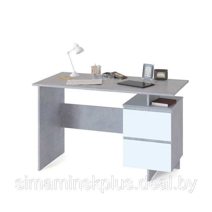 Стол письменный «СПм-19», 1200 × 600 × 744 мм, цвет бетон / белый - фото 1 - id-p216928524