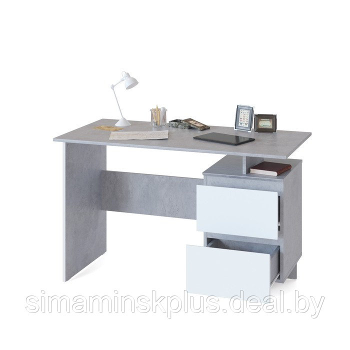 Стол письменный «СПм-19», 1200 × 600 × 744 мм, цвет бетон / белый - фото 2 - id-p216928524