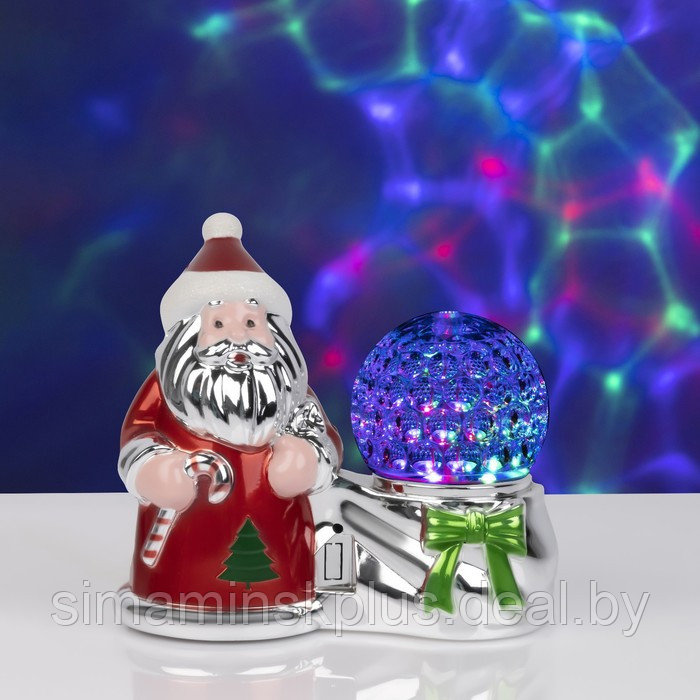 Световой прибор «Дед Мороз с шаром» 10 см, свечение RGB, 220 В - фото 1 - id-p174621504