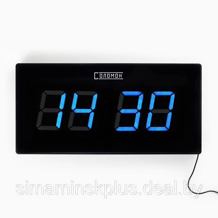 Часы электронные настенные "Элегант", с будильником, 47 х 3 х 23 см, синие цифры - фото 1 - id-p207452277