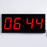 Часы электронные настенные "Соломон", таймер, секундомер, 26 х 4.5 х 60 см, красные цифры, фото 7