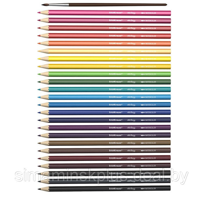 Карандаши акварельные 24 цвета, ErichKrause ArtBerry, с кисточкой, шестигранные, суперъяркий грифель диаметром - фото 3 - id-p199621717